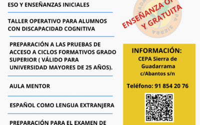 EL CEPA SIERRA DE GUADARRAMA ABRE EL PLAZO DE MATRÍCULA PARA SUS PROPUESTAS DE FORMACIÓN DURANTE EL CURSO 2025-2026